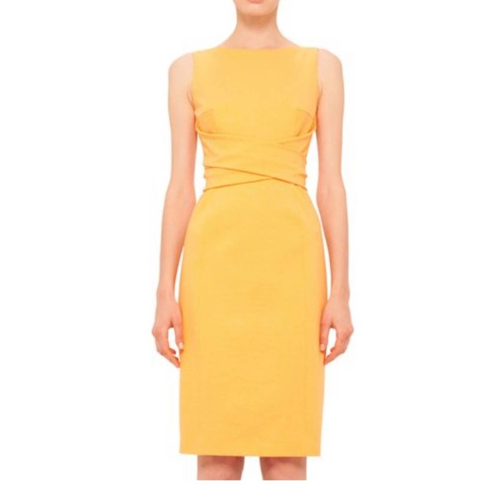 Akris Punto Yellow Cross-waist Knit Sheath dress